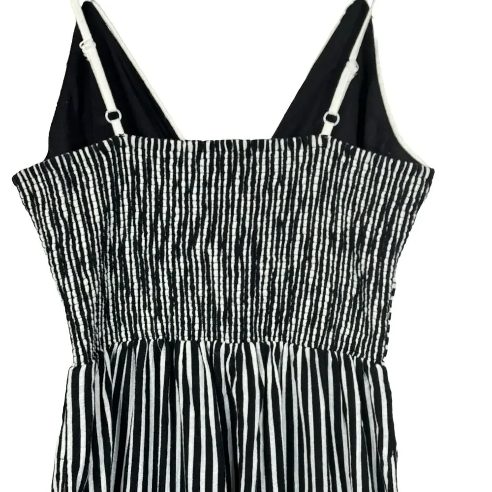 INC Small Romper Jumpsuit Wide Leg V-Neck Spaghetti Straps Striped Empire Waist - Picture 5 of 8